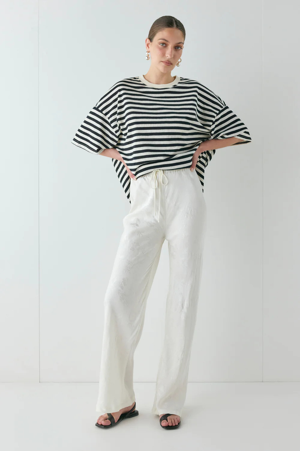 Josefin Jacquard Pants Cream | VRG Grl