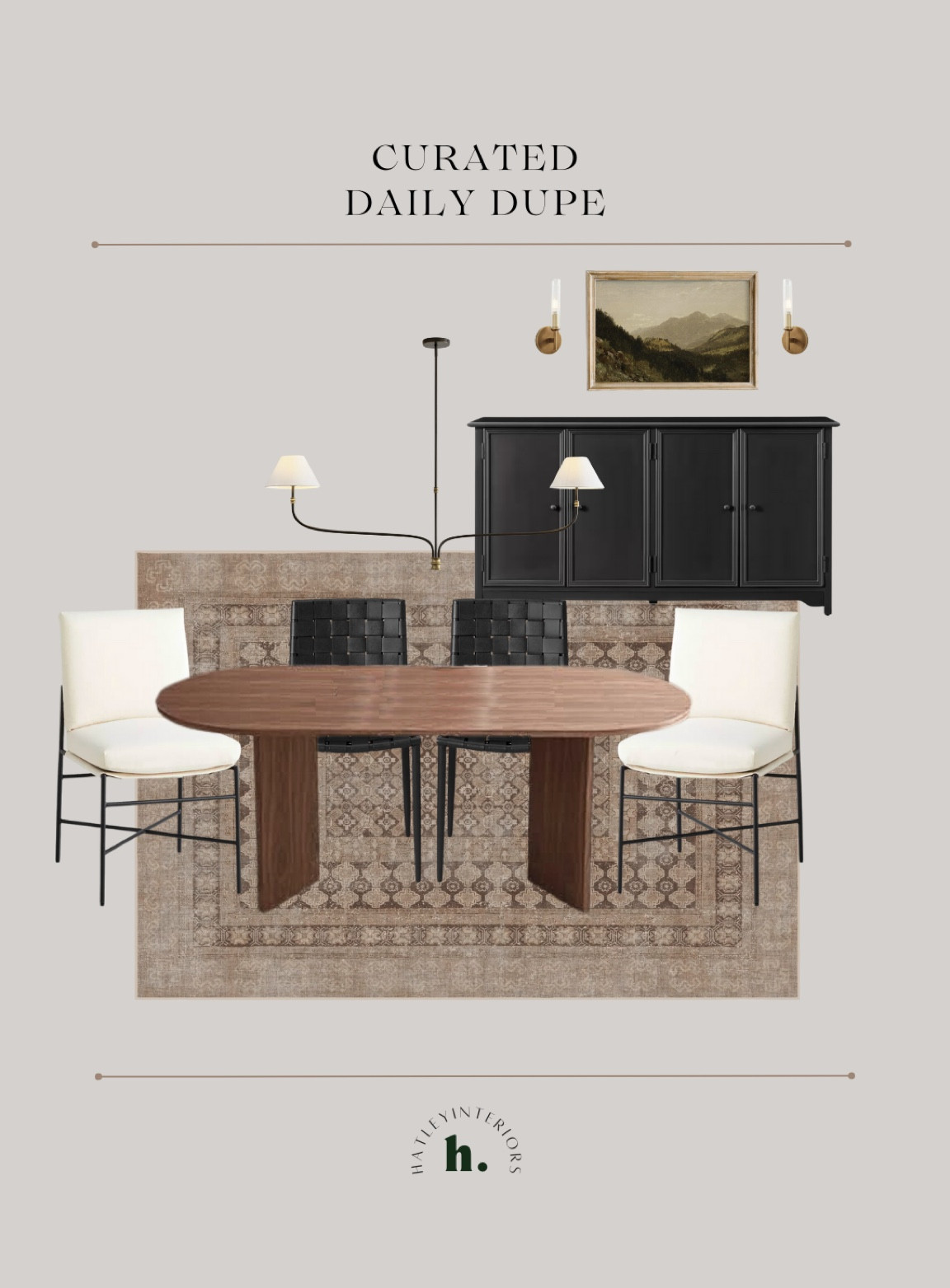 how i’d style today’s designer dupe! 

crate & barrel panos dining table dupe, oval dining table, dark wood dining table, dining room inspo, dining room mood board, dining room decor, home decor, ruggable, black dining buffet cabinet, black sideboard, dining room lighting 

#LTKsalealert #LTKfindsunder100 #LTKhome