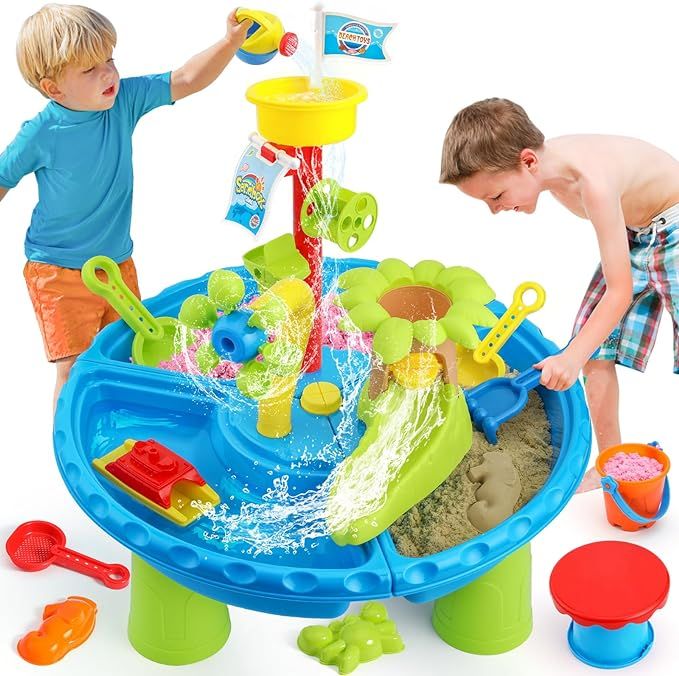 Mini Tudou 3 in 1 Sand Water Table for Toddlers 1-3,Kids Water Table Sandbox Outdoor Summer Beach... | Amazon (US)