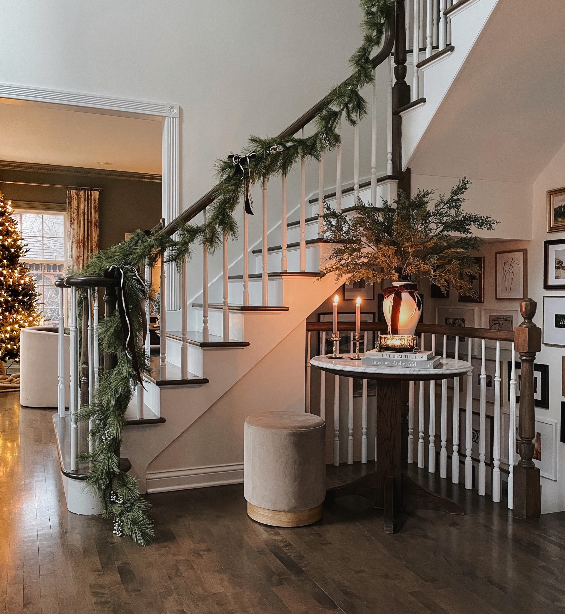 Christmas Entry from last year ✨ Trying to decide what color bows I’ll use with our garland this year. 

#LTKSeasonal #LTKHoliday #LTKHome