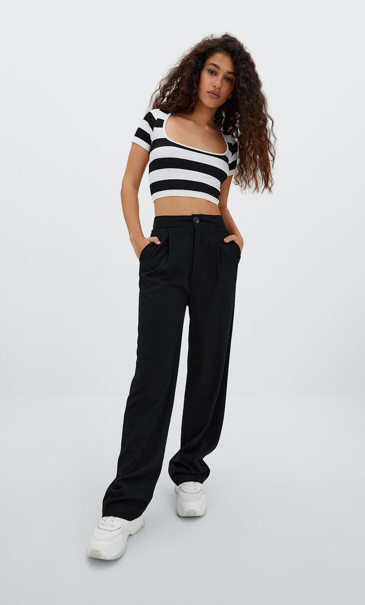 Pantalon wide leg - Ensembles femme | Stradivarius France | Stradivarius (FR)