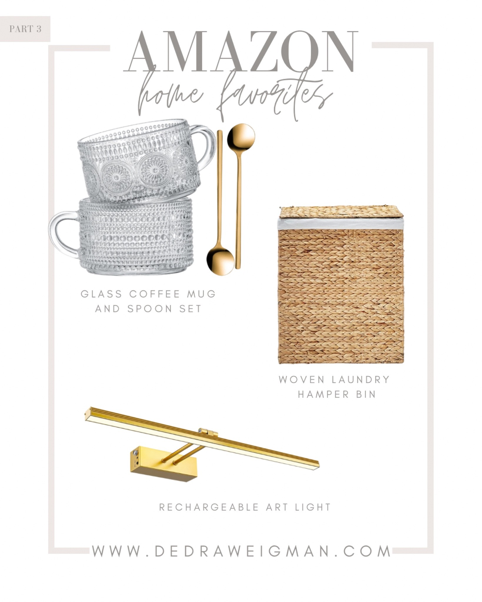 My Amazon home favorites Part 3! Glass coffee mugs, rechargeable art light and wicker laundry hamper! 

#amazonhome #homedecor

#LTKhome #LTKunder50