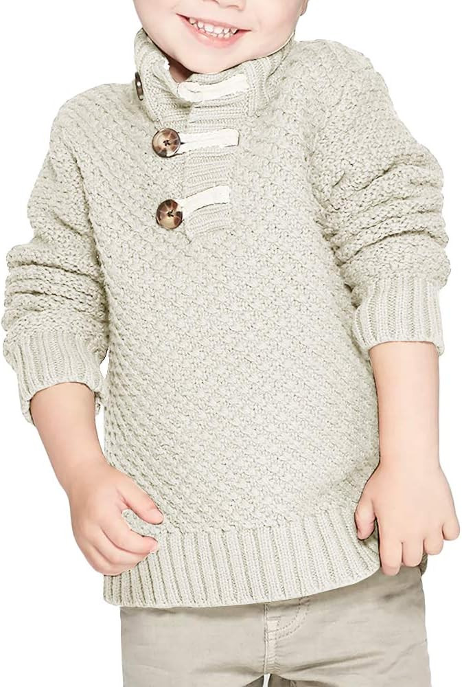 Makkrom Toddler Sweater Baby Boy Girl Turtleneck Cable Knit Sweaters Long Sleeve Warm Outwear Spring | Amazon (US)