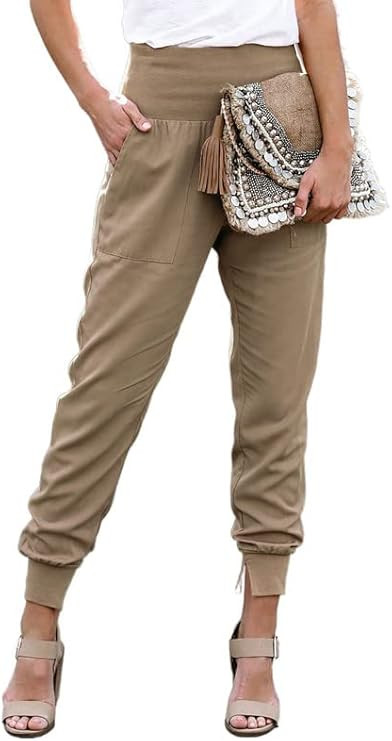 Dokotoo Womens Fashion Casual Drawstring Elastic Waist Cotton Jogging Jogger Pants with Pockets | Amazon (US)