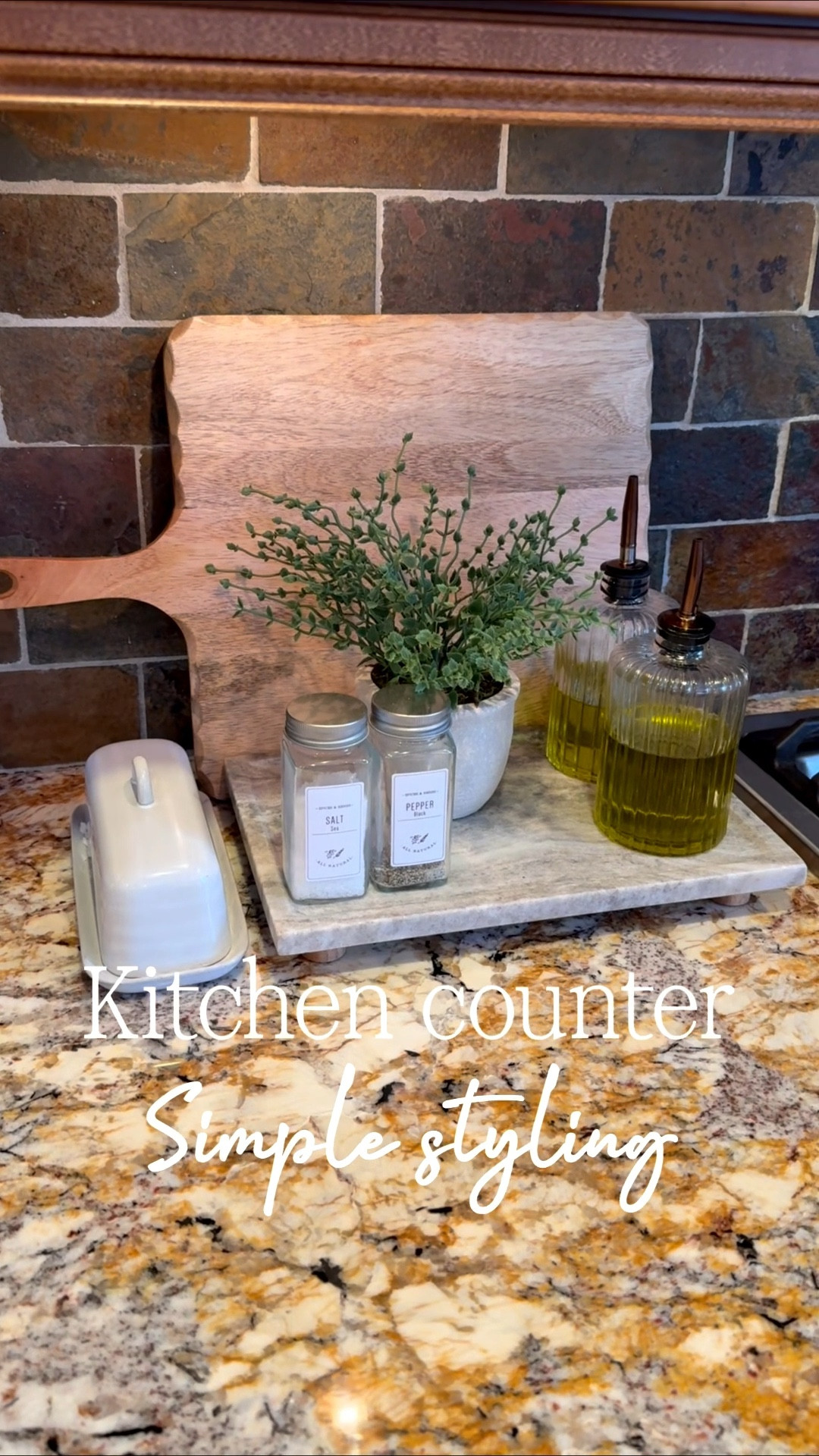 Functional, yet beautiful kitchen counter styling. Best of all, these are all affordable finds and so easy to create a simple space in your kitchen! The marble tray is giving high end vibes but it’s actually less than $25!!

#LTKHome