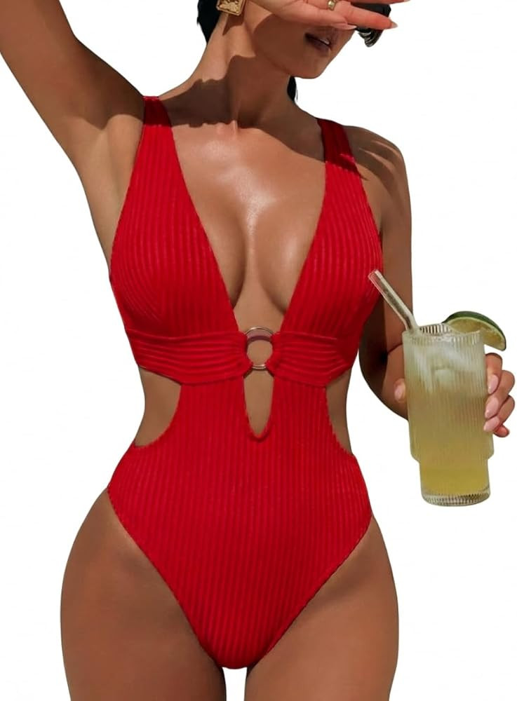 Women Sexy High Cut Cheeky One Piece Swimsuits Monokini | Amazon (US)