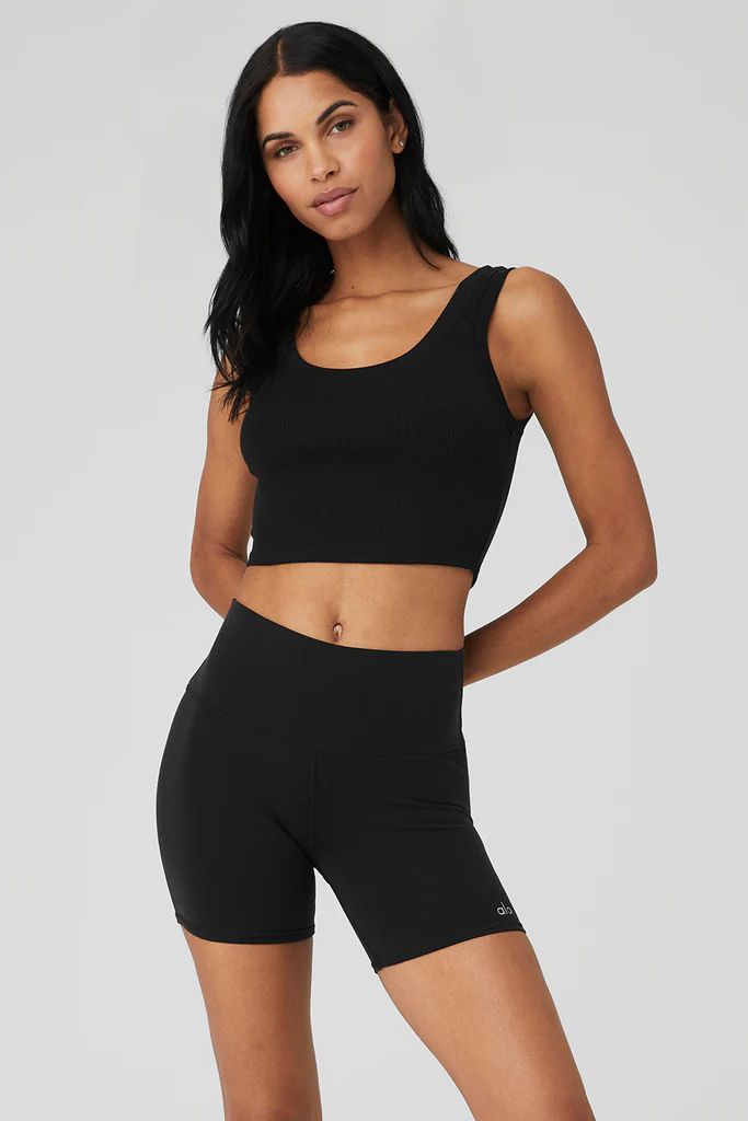 Ribbed Wellness Tank - Black | Alo Yoga