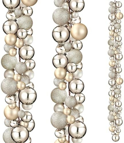 2 Pcs Christmas Ball Garland 6 ft Ball Ornaments Christmas Bulb Garland Xmas Tree Bauble Decorati... | Amazon (US)