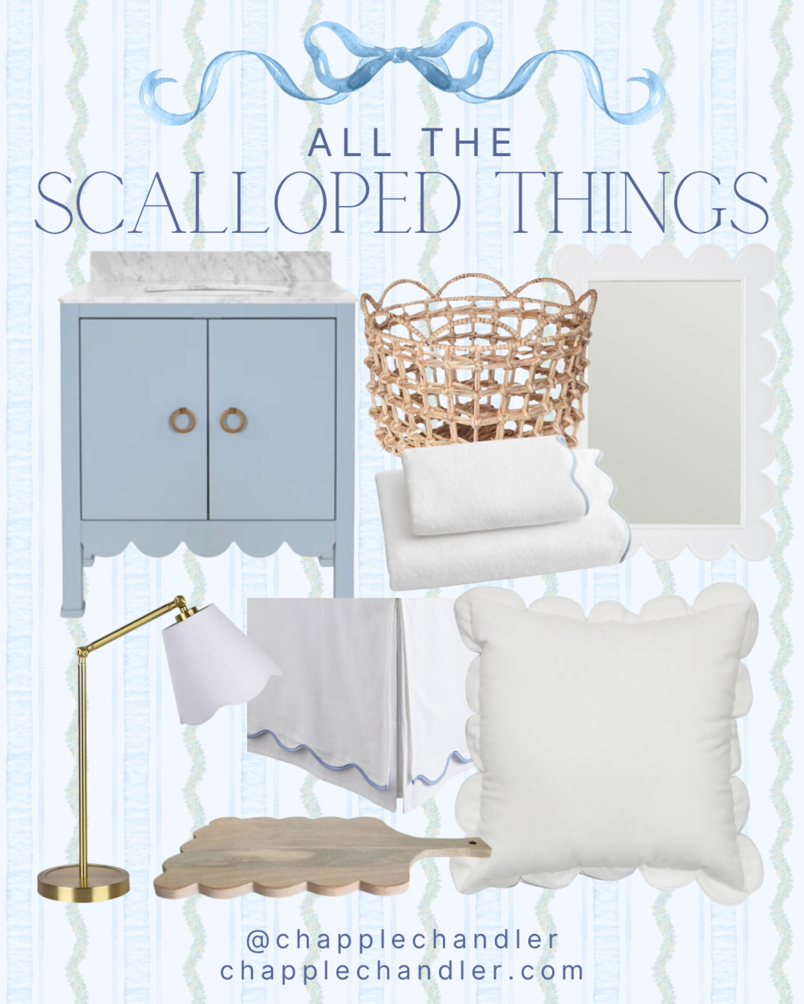 All the scalloped things!

Blue scalloped bathroom vanity, basket, bath towels, bathroom decor, scalloped bedding, pillow shams, bedskirt, mirror, home decor preppy grandmillennial style

#LTKhome #LTKfindsunder100 #LTKfamily