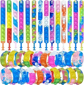 150pcs Rainbow Pop Bracelet Bubble Fidget Toys Pack Adjustable Silicone Bracelet Pop Toy, Pop Squ... | Amazon (US)
