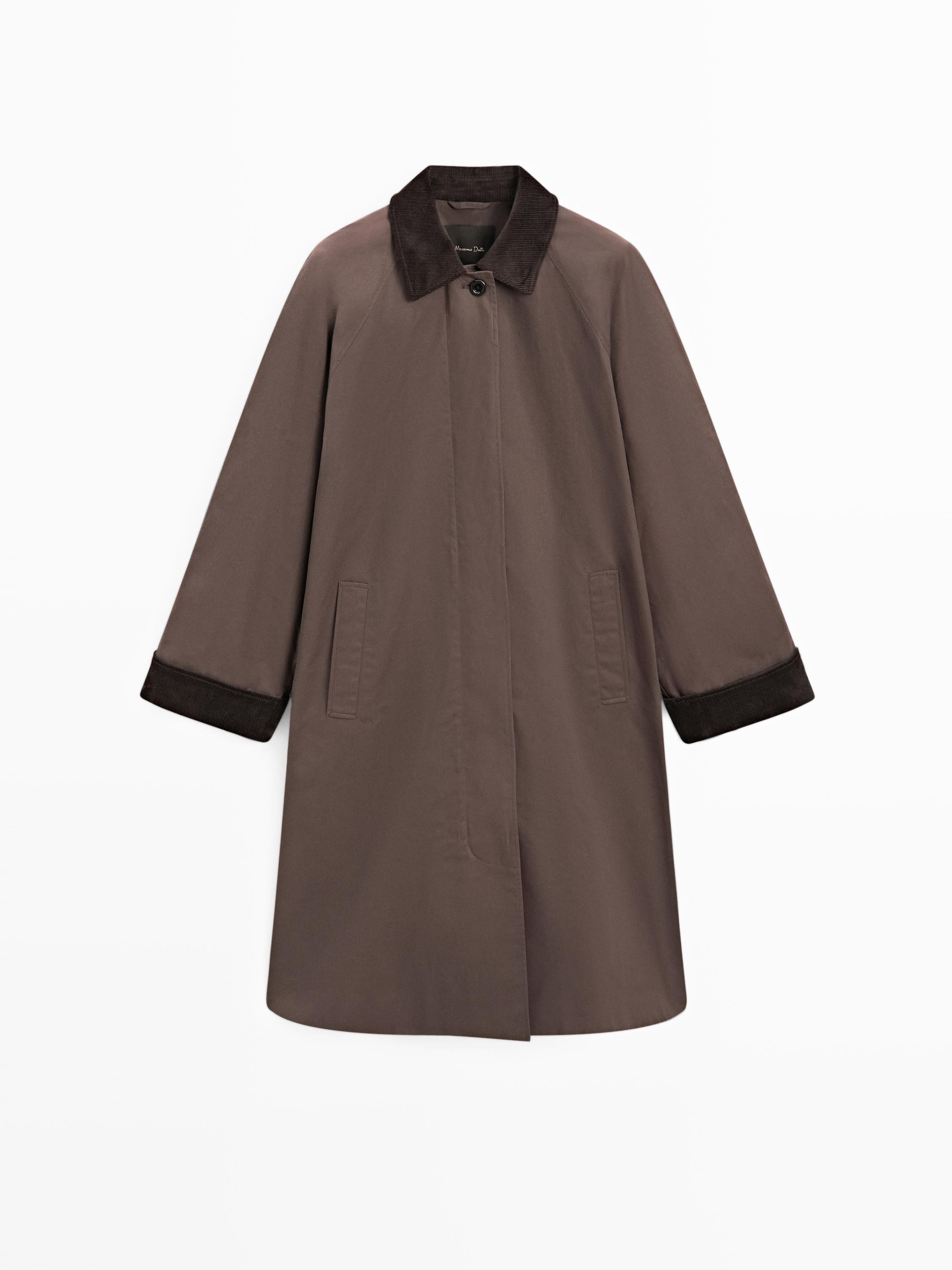 Langer gewachster Parka mit Cord-Detail | Massimo Dutti DE