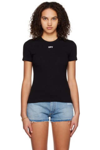 Off-White - Black Printed T-Shirt | SSENSE
