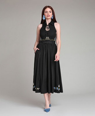 Avec Les FillesWomen's Tie Neck Collared Midi Dress | Macy's