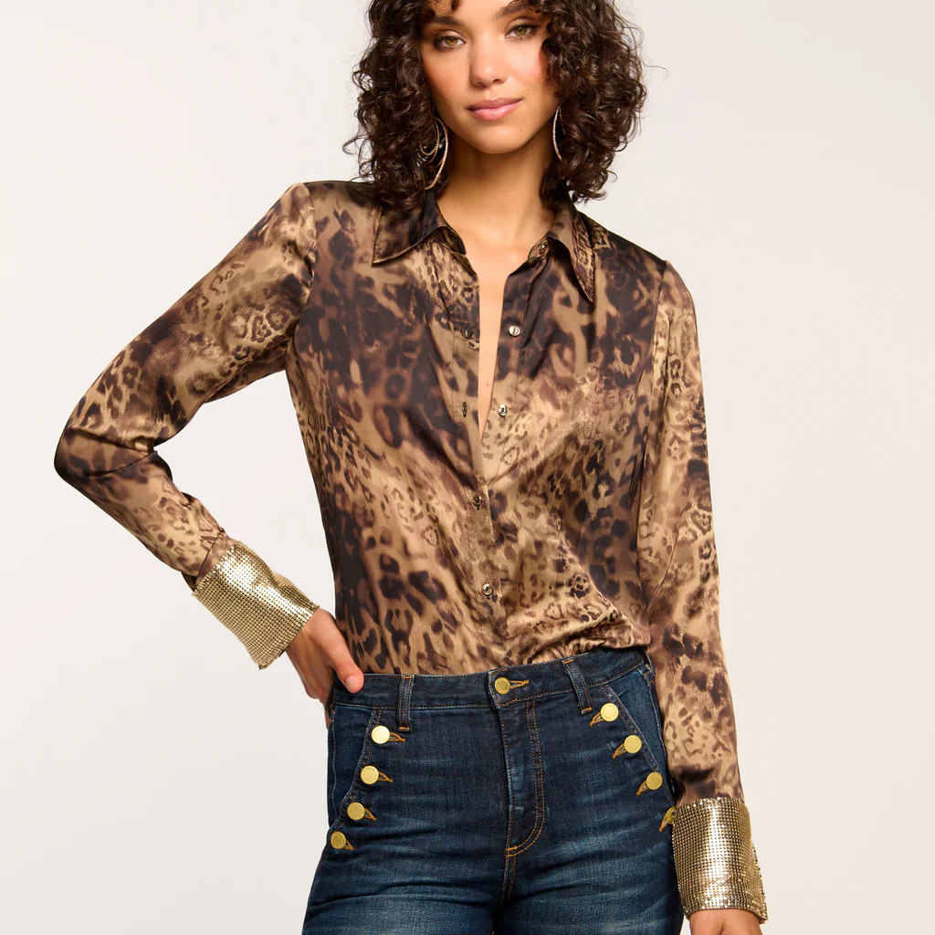 Chrystal Embellished Button Down Top | Ramy Brook