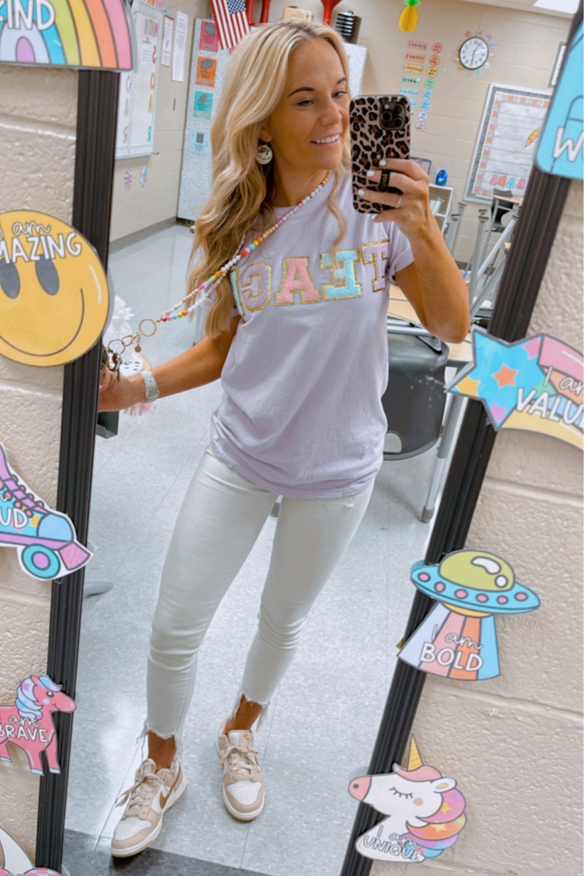 Teach tee: United Monogram 
White jeans: just black (brand)
Shoes: bikes 
Earrings: Teaching Takes Passion - code pineapplesinthemiddle

#LTKstyletip #LTKBacktoSchool #LTKSeasonal