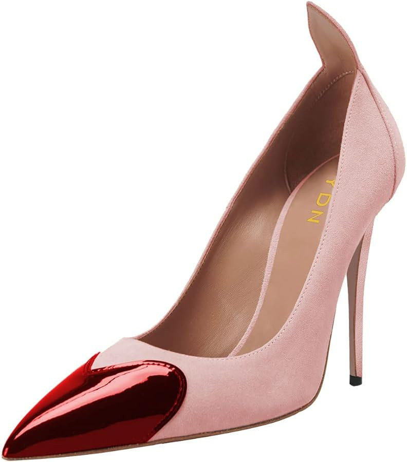 YDN Women Heart Cap Pointed Toe Pumps Sexy Slip on Stiletto High Heels Fashion Cocktail Party Dre... | Amazon (US)