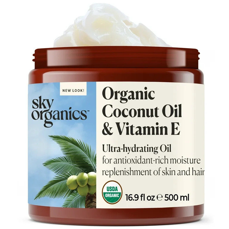 Sky Organics Organic Coconut Oil & Vitamin E Ultra-Hydrating Oil for Hair + Skin, 16.9 fl oz | Walmart (US)