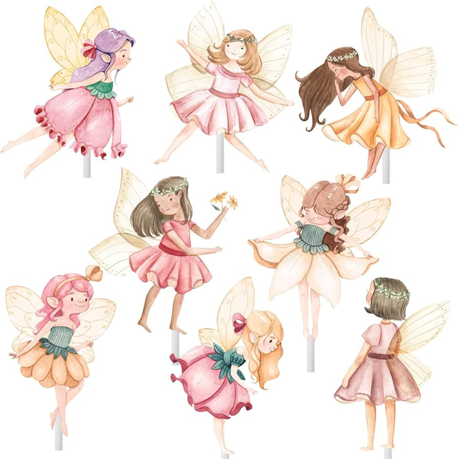 Fairy Cupcake Toppers Flower Fairy Party Cupcake Toppers 24Pcs Fairies Party Cake Picks Garden Bi... | Amazon (US)