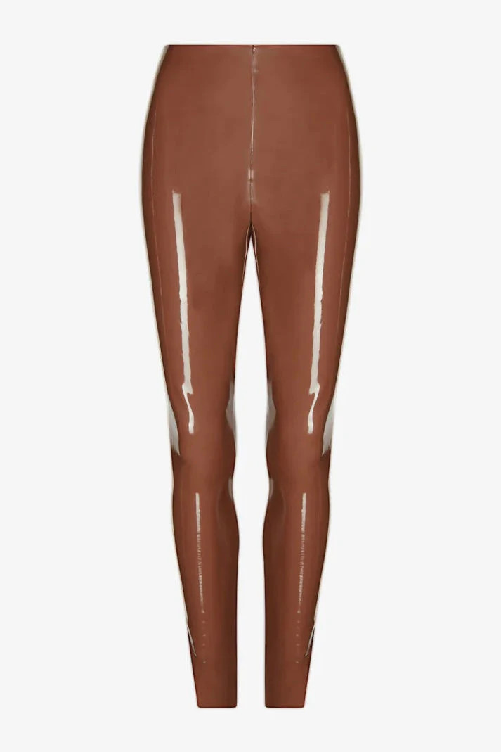 Commando Faux Patent Leather Leggings With Perfect Control Large / Brown | JESSICA BARA