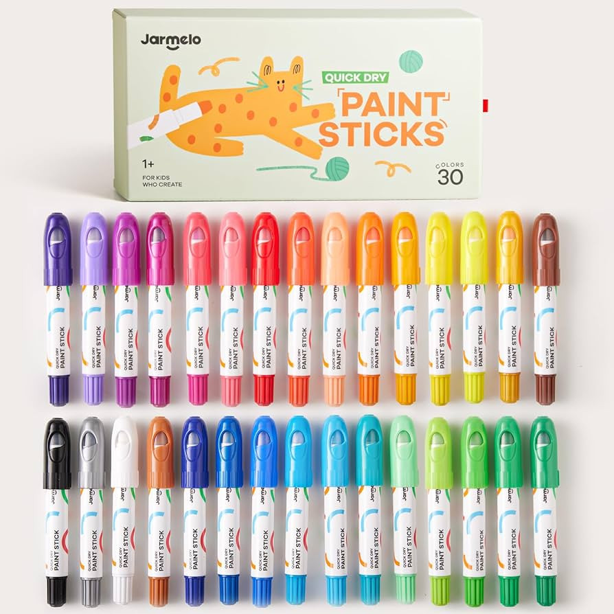 Tempera Paint Sticks, 30 Colors Washable Paint Sticks for Kids, Quick Drying, Non-Toxic, Toddler ... | Amazon (US)