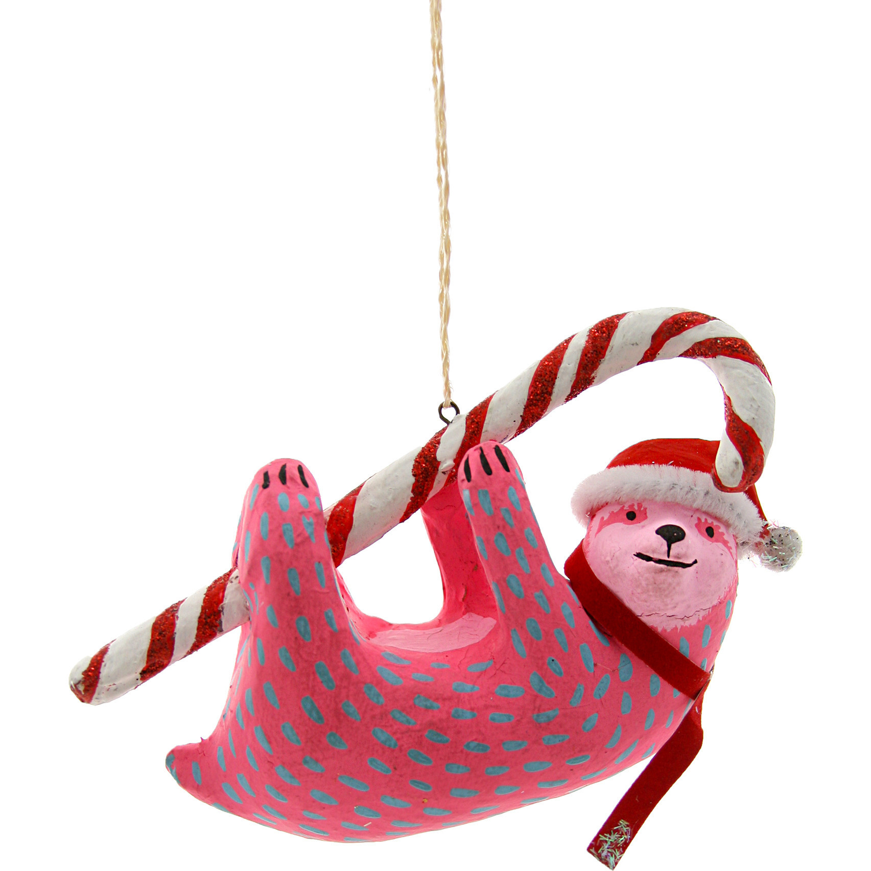 Candycane Sloth Ornament | Maisonette