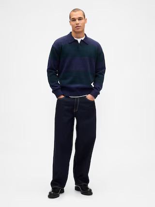 Rugby Stripe Relaxed Polo Sweater | Gap (US)