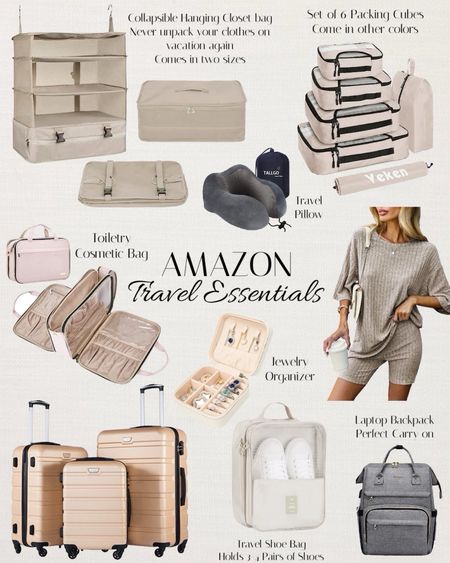 ⭐️  AMAZON TRAVEL ESSENTIALS

Lots of my tried and true favorites -
Love, love, love my collapsible hanging closet bag! Never unpack your clothes on vacation again! The packing cubes save so much room in a suitcase as well. Get a different color for each family member to keep everything organized. My laptop backpack is the best and makes the perfect carry on! It has tons of pockets including a hidden pocket on the back for storing your passport, etc. easy wipe clean material on the inside. Bought one for my daughter as well. Great for Disney! The travel shoe bag can hold 3-4 pairs of shoes. Comfy Travel pillow with case and travel outfit! 


#LTKSaleAlert #LTKTravel #LTKHome