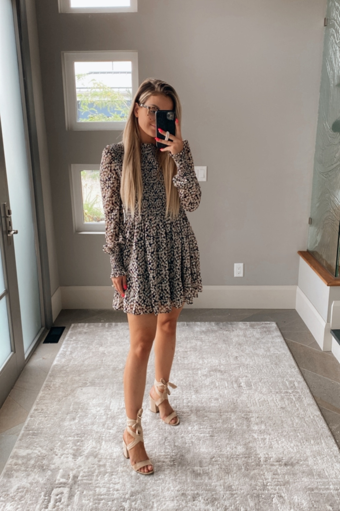 M in the dress and a 7.5 in the heels! They fit TTS! 