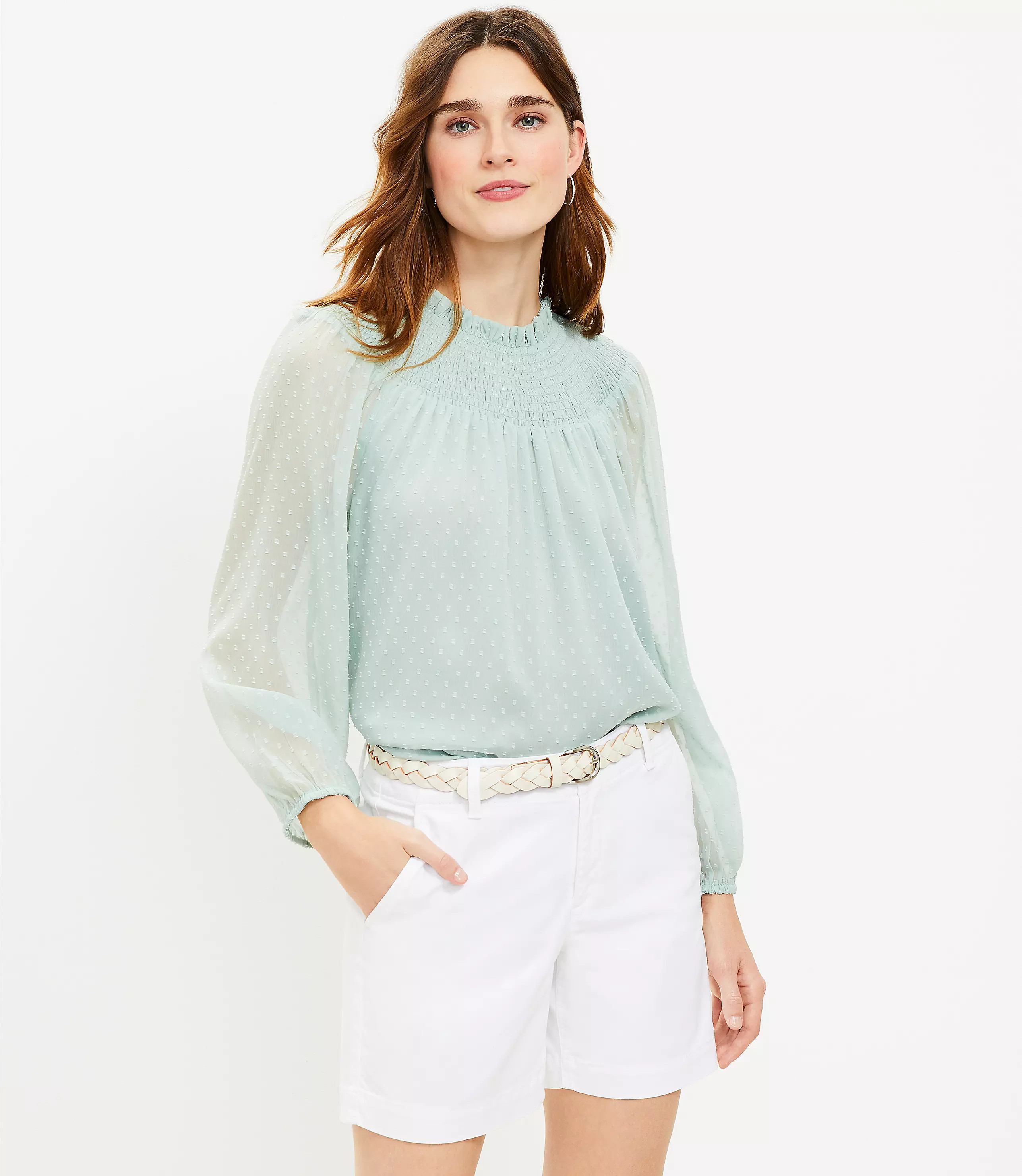 Clip Smocked Yoke Blouse | LOFT