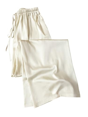 SHENHE Women's Satin Wide Leg Pants Drawstring Flowy Dressy Silky Business Causal Beach Vacation ... | Amazon (US)