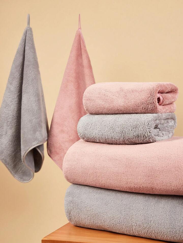 SHEIN Basic Living Conjunto De Toalhas Ultra Macias E Absorventes Para Uso Doméstico, Presente De Natal Para Datas Festivas, Decoração De Banheiro Doméstico De Verão | SHEIN