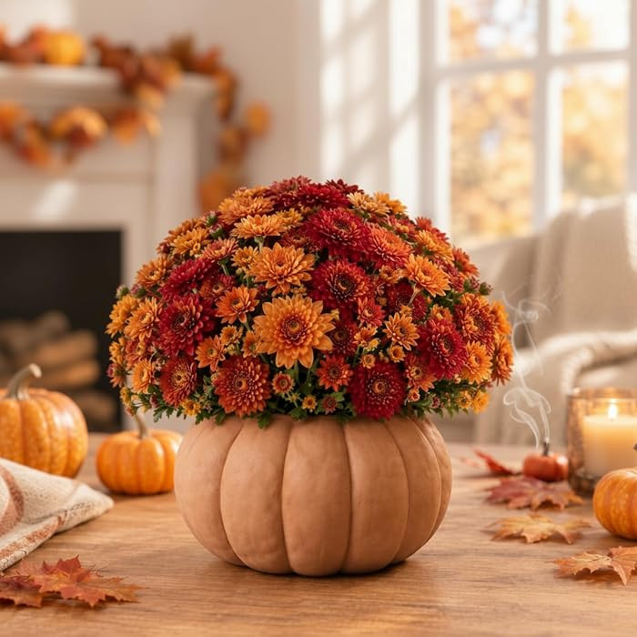 Qinyoung Pumpkin Planter Pot Fall Pumpkin Vase Decor, 7 x 4 Inch, Orange | Amazon (US)