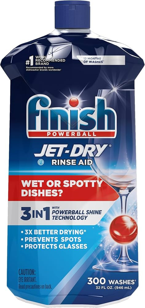 Finish Jet-Dry Liquid Rinse Aid, Dishwasher Rinse Aid, Drying Agent, 32 Fl Oz | Amazon (US)