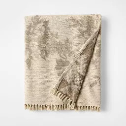Woven Floral and Leaves Pattern Throw with Fringe  - Threshold™ designed with Studio McGee | Target
