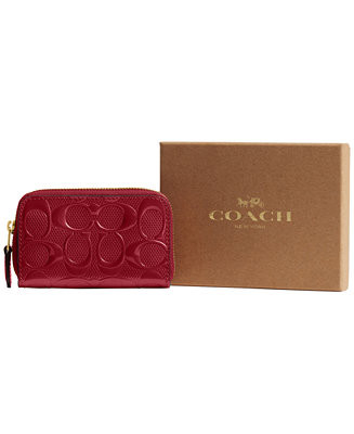 COACH Boxed Essential Patent Signature Zip Around Card Case - Macy's | Macy's