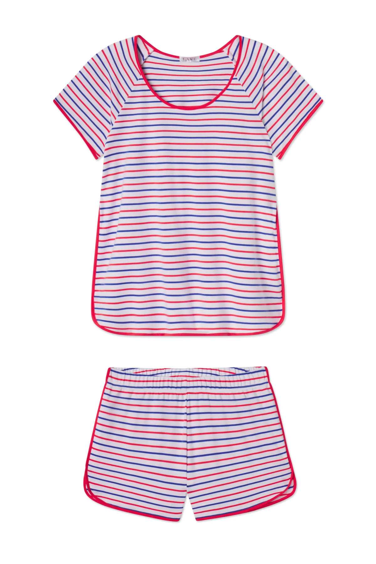 Pima Shorts Set in Cobalt Coastal Stripe | Lake Pajamas