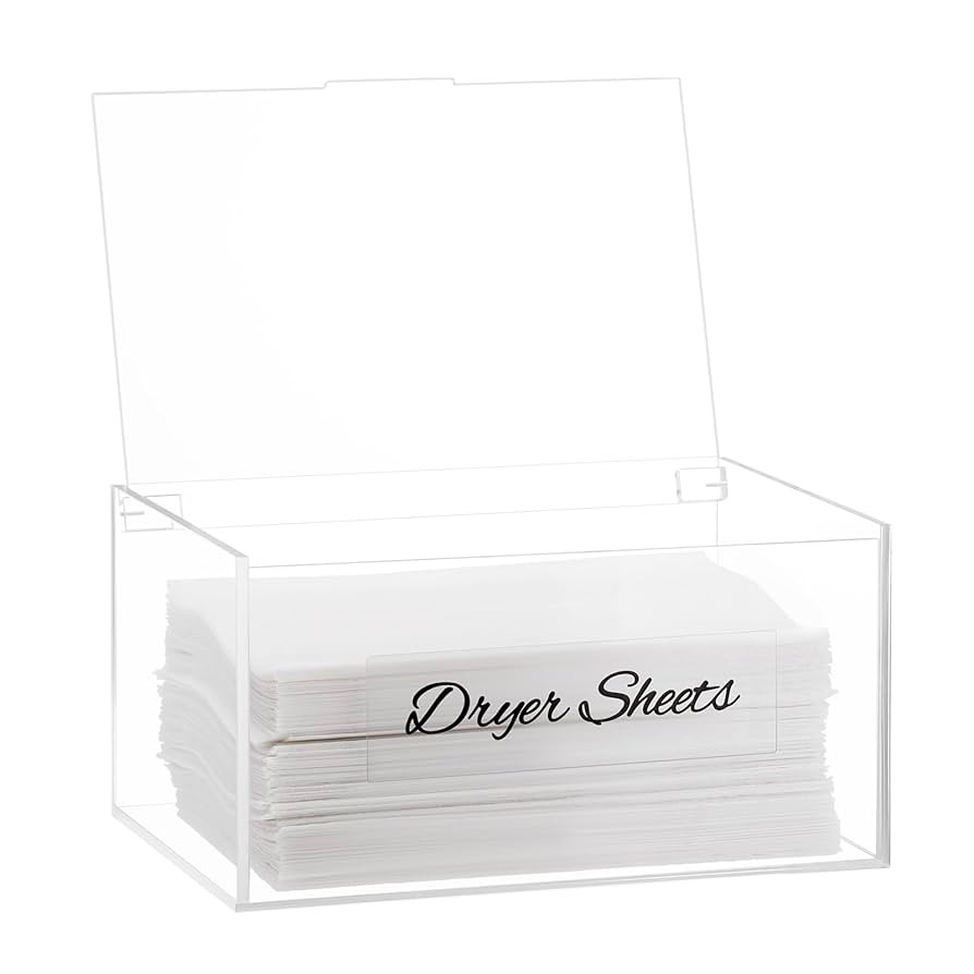 SUBEKYU Acrylic Dryer Sheet Container for Laundry Room,Dryer Sheet Holder Dispenser with Lid for ... | Amazon (US)