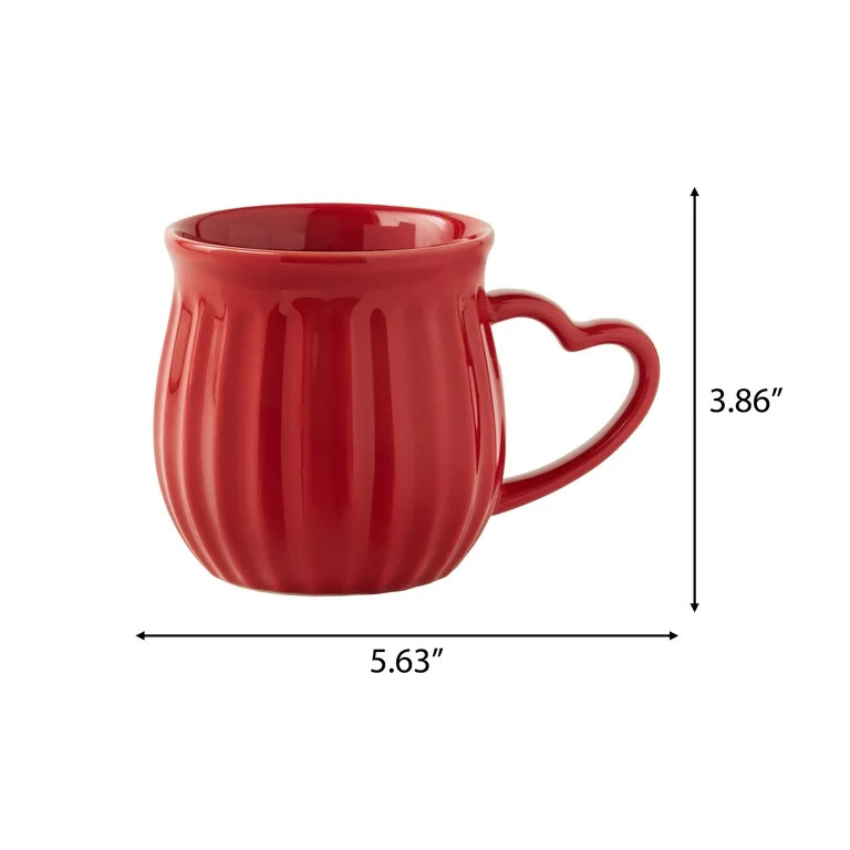 The Pioneer Woman Colette 12-Ounce Stoneware Heart Handle Mugs, Red, Set of 2 | Walmart (US)
