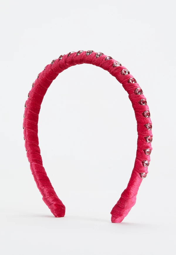Pink Jeweled Velvet Headband | Maurices