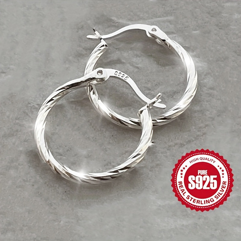 S925 Sterling Silver Hoop Earrings Minimalist Geometric - Temu | Temu Affiliate Program