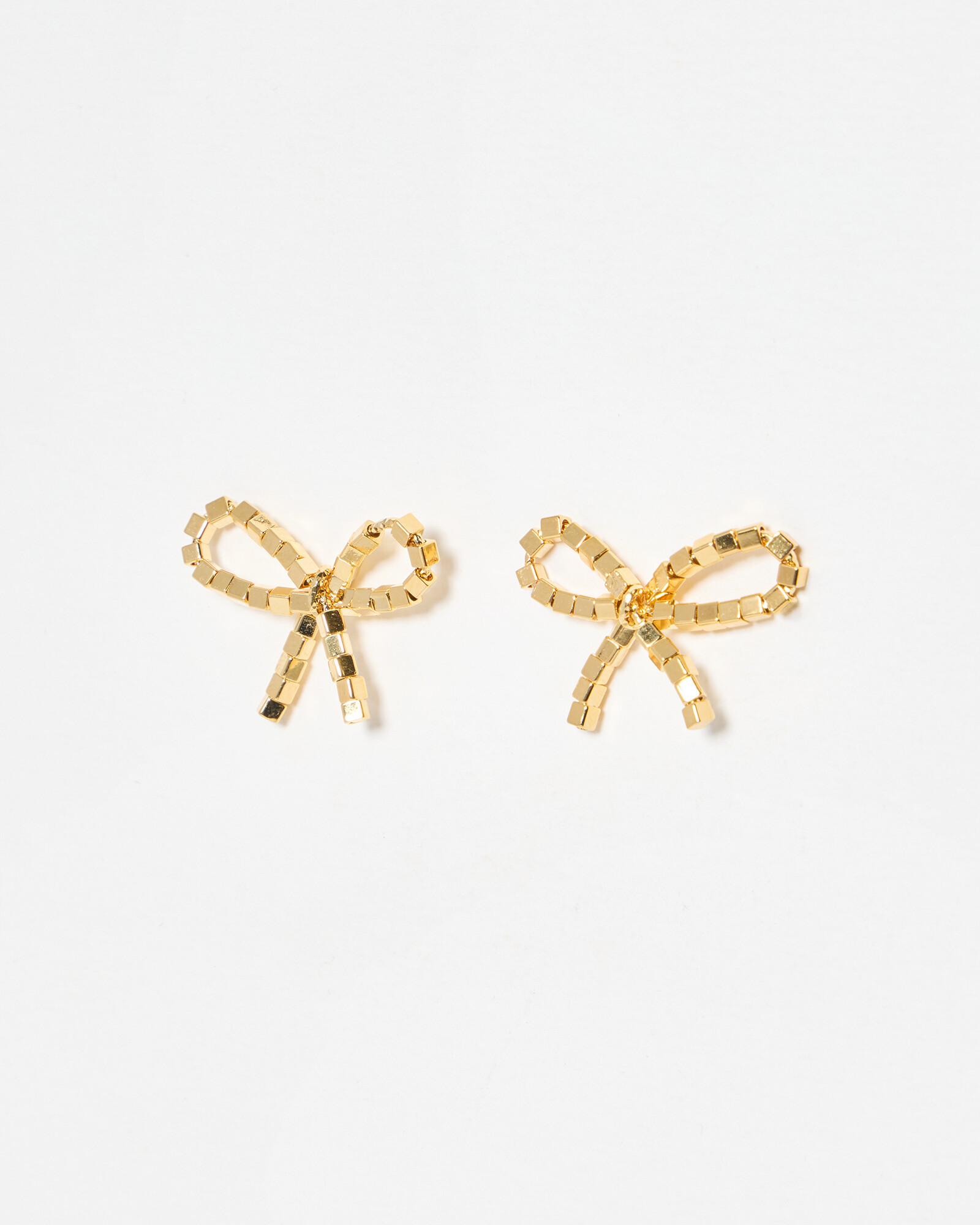 Disco Gold Tone Square Nugget Bow Stud Earrings | Oliver Bonas | Oliver Bonas (Global)