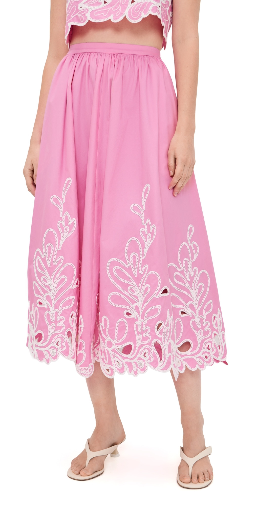 Cinq à Sept Paisley Bloom Embroidered Espe Skirt Rosewater Pink/White 6 | Shopbop