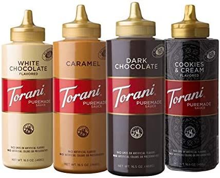 Torani Puremade Sauce Variety Pack, 4 Flavors, 16.5 Ounce Bottles | Amazon (US)