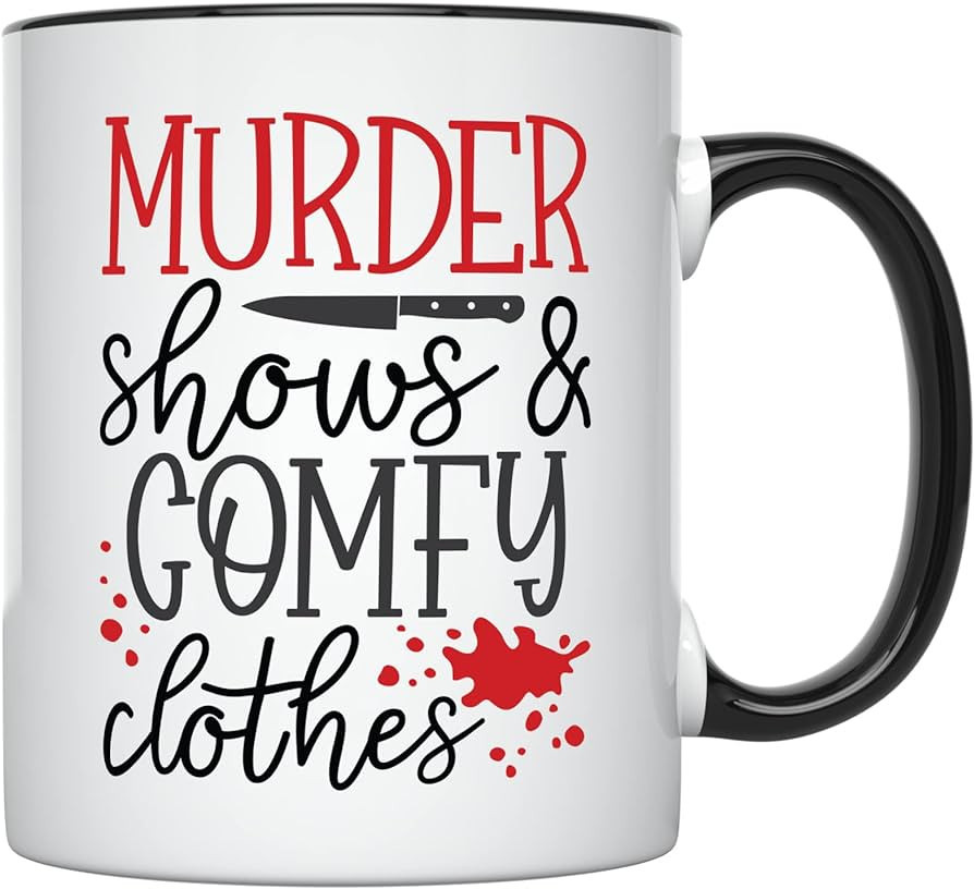 YouNique Designs Murder Shows and Comfy Clothes True Crime Mug, 11 Oz, Crime Junkie Merch, True C... | Amazon (US)