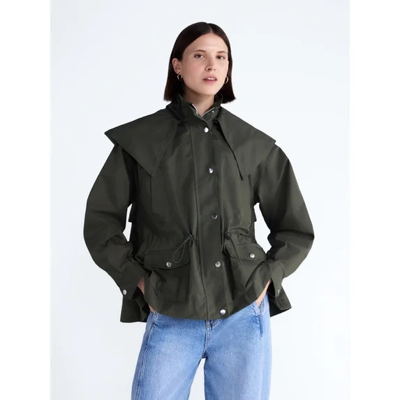 Free Assembly Women's and Women's Plus Cinched Utility Jacket with Hood, Sizes XS-4X | Walmart (US)