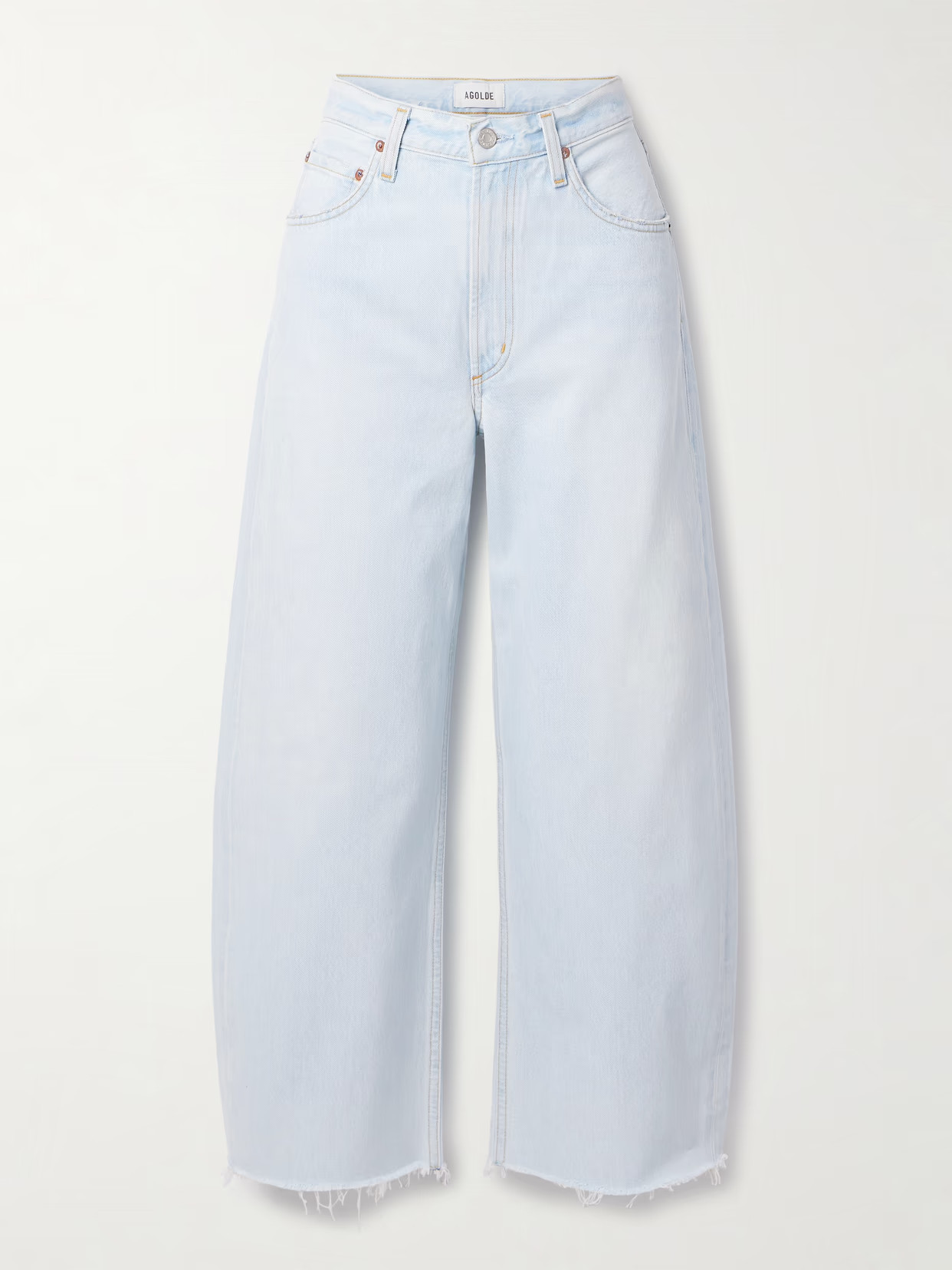 AGOLDE - Low Curve Frayed Mid-rise Wide-leg Jeans - Blue | NET-A-PORTER (US)