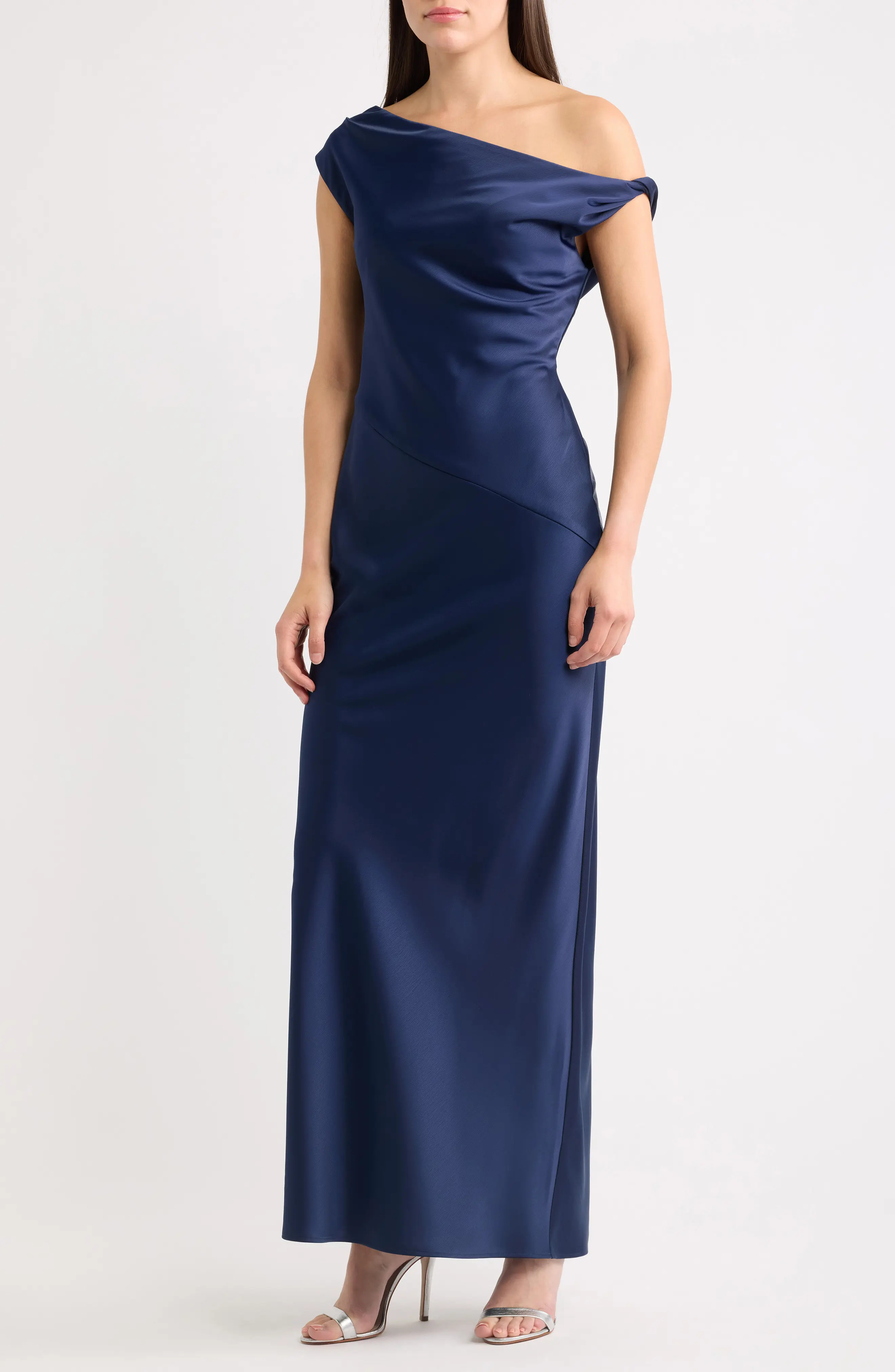 WAYF Colleen One-Shoulder Drape Satin Gown (Women) | Nordstrom | Nordstrom