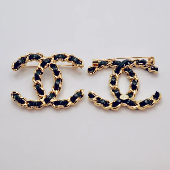 Classic Black Gold Link Brooch Pin C108 | Etsy | Etsy (US)