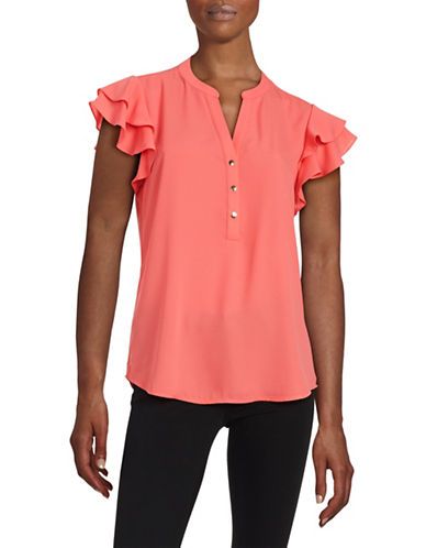 IVANKA TRUMP Flutter-Sleeve Crepe Top | Lord & Taylor