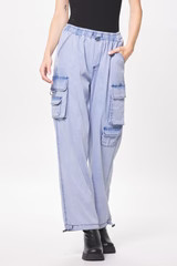 Stone Wash Blue Drapey Tencel Cargo Pant | Vintage Havana